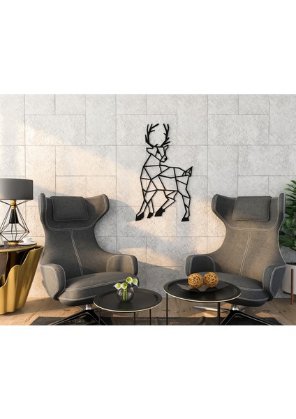 Geometrik Geyik Figürlü Metal Duvar Tablosu | Modern Duvar Dekoru