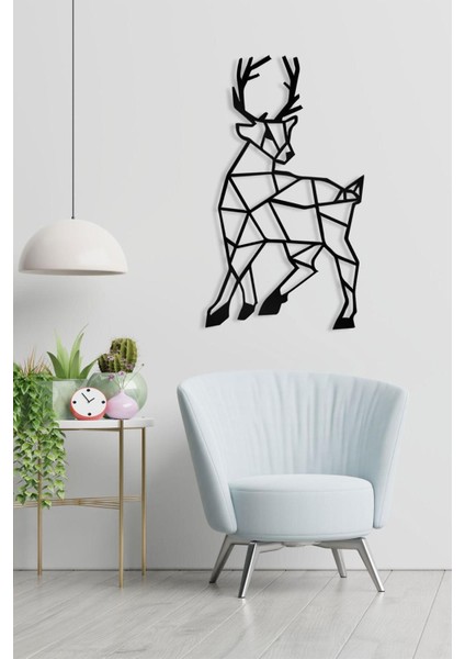 Geometrik Geyik Figürlü Metal Duvar Tablosu | Modern Duvar Dekoru fiyatları
