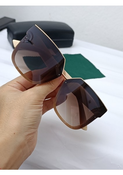 Kadın Güneş Gözlüğü Büyük Çerçeve Bej Renk indirimleri