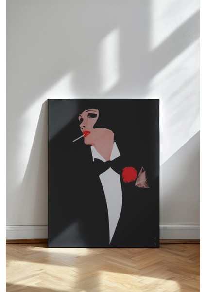 Smokinli Diva - Kanvas Tablo - Art Deco Retro Şık Duvar Dekoru fiyatları