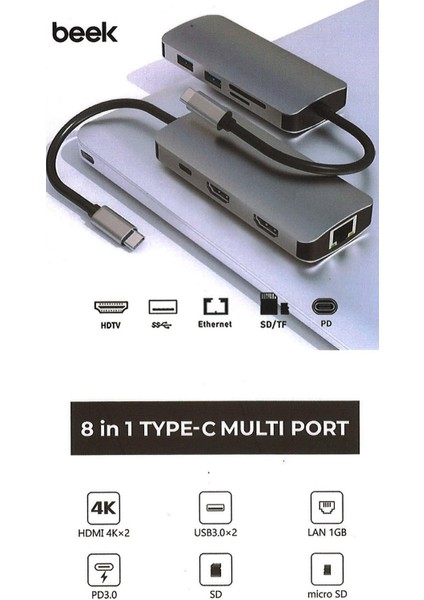 BA-DCK-UC08DH 8'li USB Type-C Docking Station fırsatları