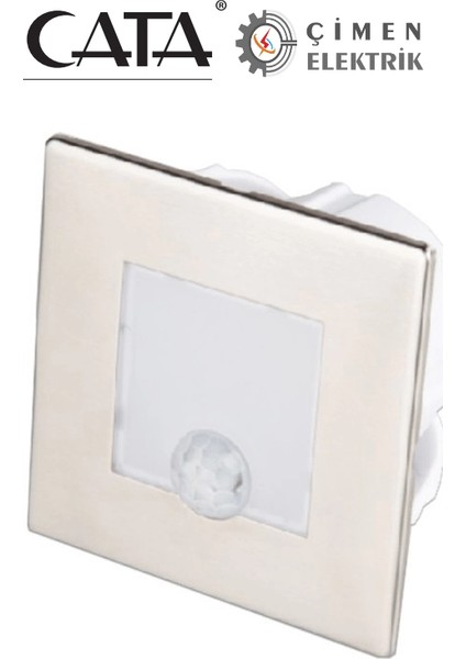 Cata Ct 5183 1.5 W Radar Sensörlü Kare Koridor Aydınlatması 3200K Günışığı