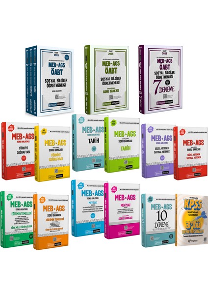 2026 Meb Ags Öabt Sosyal Bilgiler Konu Anlatımlı 3 Kitap-Soru Bankası-7 Deneme-Ags Konu Soru Seti