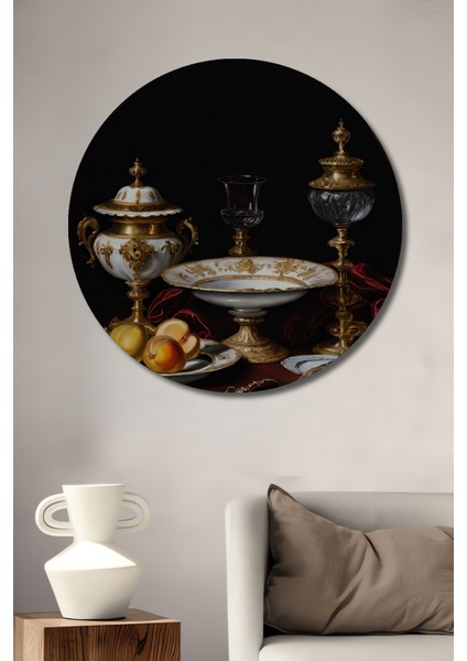 Barok Stil Zarif Sofra Dekoratif Ahşap Mdf Ev/işyeri Duvar Tablo Yuvarlak Ev/işyeri Duvar Tablo