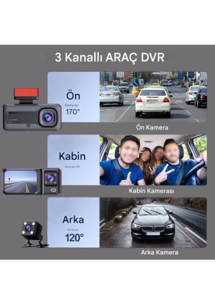 A-98 Wifi Full Hd 3 Kameralı Araç Içi Güvenlik Kamerası + Park Modu Kablosu Ön-Arka-Iç Kayıt,dashcam fiyatları