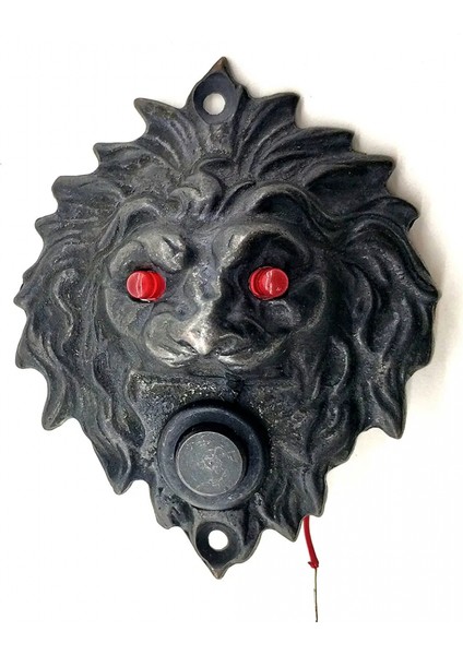 Antika Tarz Dekoratif Pirinç Aslan Kapı Zili - 100X78 Mm, Oksit, LED Işıklı