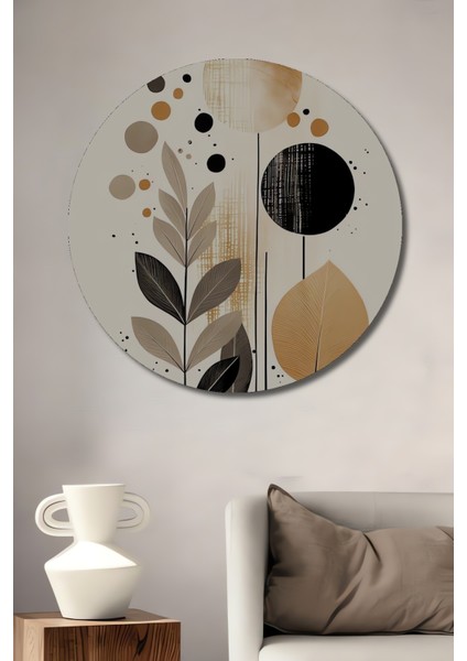 Soyut Çiçek Desenli Dekoratif Ahşap Mdf Ev/işyeri Duvar Tablo Yuvarlak Ev/işyeri Duvar Tablo