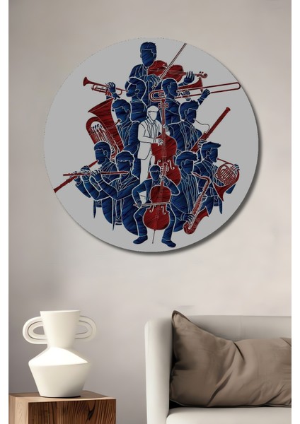 Orkestra Senfonisi Ahşap Mdf Dekoratif Ev/işyeri Duvar Tablo Yuvarlak Ev/işyeri Duvar Tablo