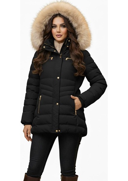 Kadın Spor Kapüşonlu Içi Peluş Mont M5306 BGL-ST04891