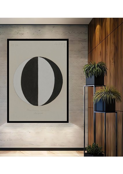 Çerçeve Görünümlü Siyah Beyaz Geometrik Sanat Dekoratif Ahşap Mdf Tablo Dikdörtgen Tablo