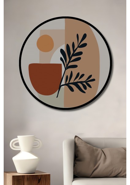 Çerçeve Görünümlü Modern Bohem Dekoratif Ahşap Mdf Işyeri Duvar Tablo Yuvarlak Işyeri Duvar Tablo