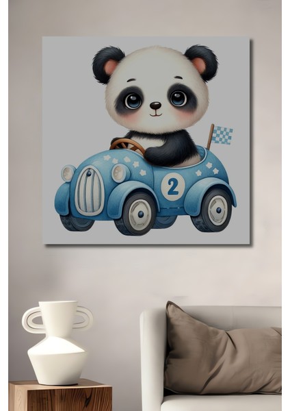 Panda Yarış Arabası Dekoratif Ahşap Mdf Ev/işyeri Duvar Tablo Dikdörtgen Ev/işyeri Duvar Tablo