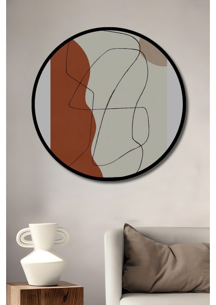 Çerçeve Görünümlü Soyut Sanat Modern Dekoratif Ahşap Mdf Ev Duvar Tablo Yuvarlak Ev Duvar Tablo
