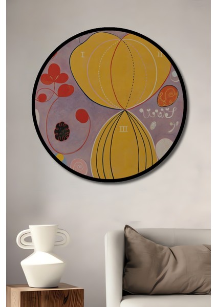 Çerçeve Görünümlü Renkli Soyut Sanat Dekoratif Ahşap Mdf Ev Duvar Tablo Yuvarlak Ev Duvar Tablo