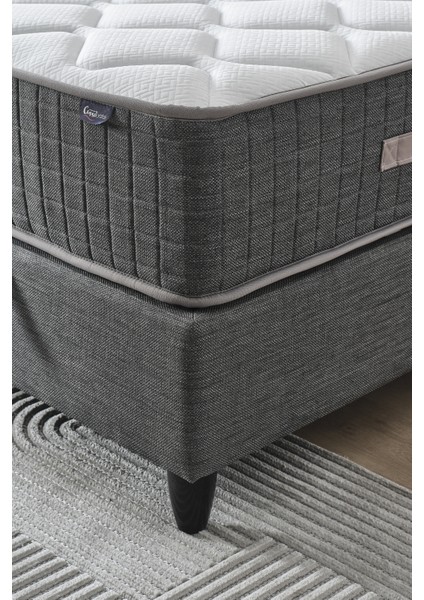 Mimoza Modeli Tek Kişilik Full Ortopedik Antibakteriyel Yataklı Baza ve Başlık Takımı 3 lü Set