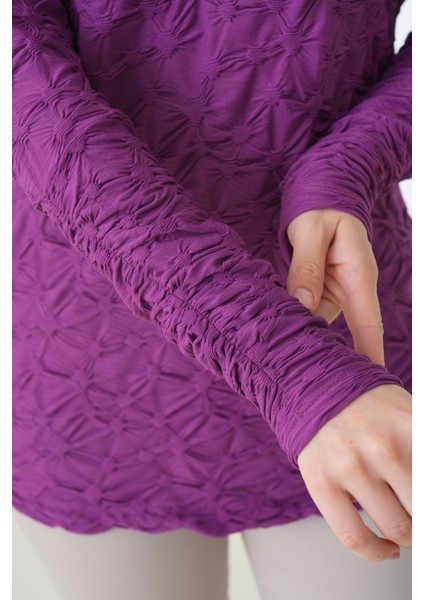 Kadın Yarım Balıkçı Yaka Uzun Kol Kendinden Dokulu Spor Tesettüre Uygun Şık Bluz modelleri