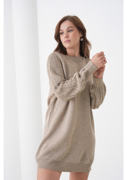 Kadın Kolları Uzun Kendinden Dokulu Bisiklet Yaka Tunik Boy Şık Kışlık Triko Büyük Beden Kazak indirimleri