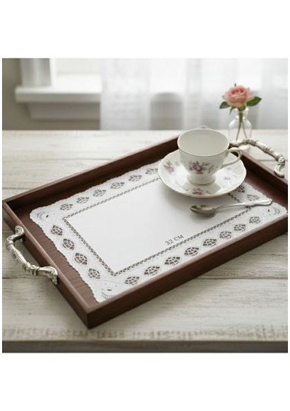 Tepsi Için Dantelli Kağıt 32 x 45 (-100 Lü-) + Dantel Bardak Altlığı Küçük Boy 9 cm (500ADET)