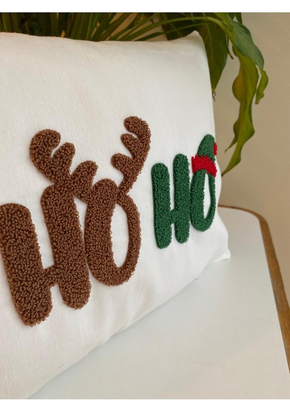 Ho Ho Ho Yılbaşı Özel Punch Işlemeli Dikdörtgen Kırlent Kılıfı - Yılbaşı Özel Kırlent Kılıfı fiyatları