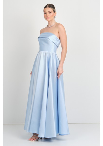 Kadın Straplez Uzun Abiye Elbise 6068 Bebe Mavisi fiyatları