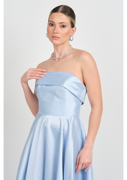 Kadın Straplez Uzun Abiye Elbise 6068 Bebe Mavisi modelleri