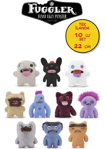 Kıllı Süper Yumuşak Zuru Fuggler Hairy Fuggs Komik Çirkin Peluş Oyuncaklar 10 Lu Set Tek İLANDA-22CM