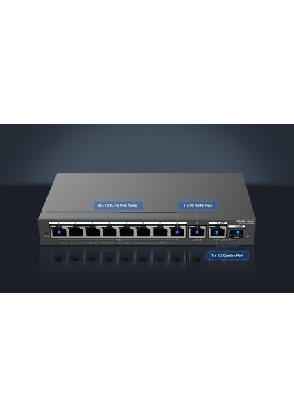 Ruıjıe Reyee RG-ES210GS-P 8 Port 10/100/1000 8 Port Poe 1xge Uplınk 1 x Sfp 120W Rujıe Cloud Yonetılebılır Desktop Swıtc