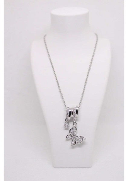 Çelik Paslanmaz Divit Detaylı Kelebek Kadın Kolye modelleri