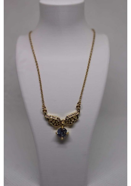 Zirkon Taşlı Melek Kanatlı Çelik Kolye Gold fırsatları
