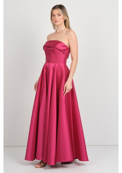 Kadın Straplez Uzun Abiye Elbise 6068 Vişne fiyatları