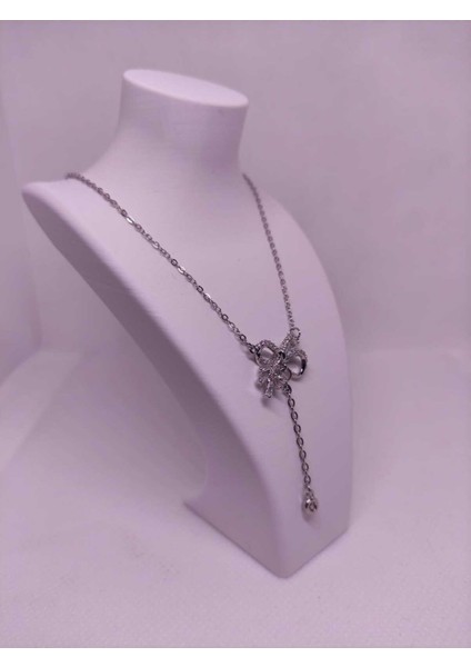 Zirkon Taşlı Fiyonk Figürlü Çelik Kadın Kolye fiyatları