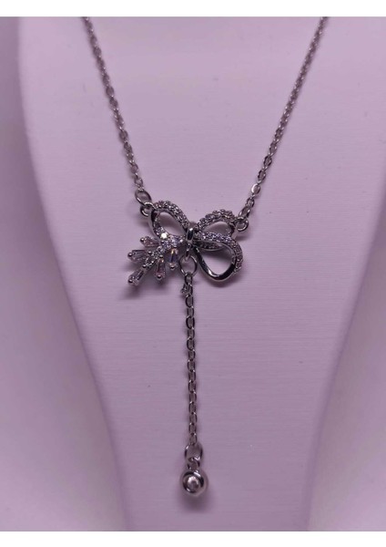 Zirkon Taşlı Fiyonk Figürlü Çelik Kadın Kolye modelleri