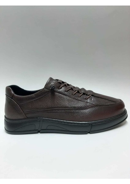 Hakiki Deri Kahverengi Bağcıksız Esnek Kauçuk Taban Kışlık Erkek Ayakkabı C-98252075HSA