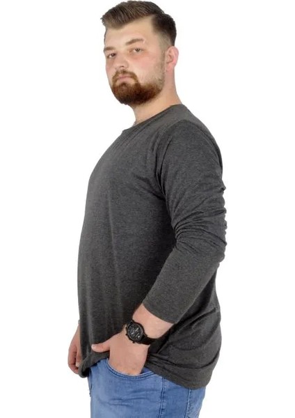 Büyük Beden Erkek Tshirt Likralı Bisiklet Yaka 20102 Antramelanj fiyatları