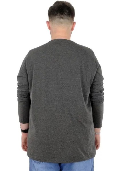 Büyük Beden Erkek Tshirt Likralı Bisiklet Yaka 20102 Antramelanj modelleri