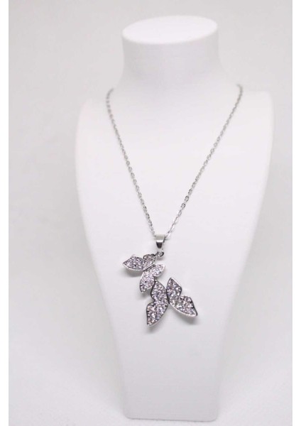 Zirkon Taşlı Ikili Kelebek Çelik Kadın Kolye fırsatları