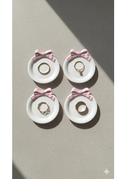 Dekoratif Pembe Fiyonk Takı Tabağı , Bardak Altlığı 4 Lü indirimleri