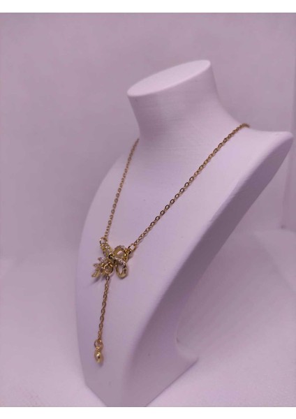 Zirkon Taşlı Fiyonk Figürlü Çelik Kadın Kolye modelleri