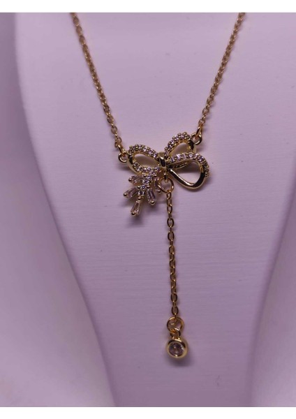 Zirkon Taşlı Fiyonk Figürlü Çelik Kadın Kolye indirimleri