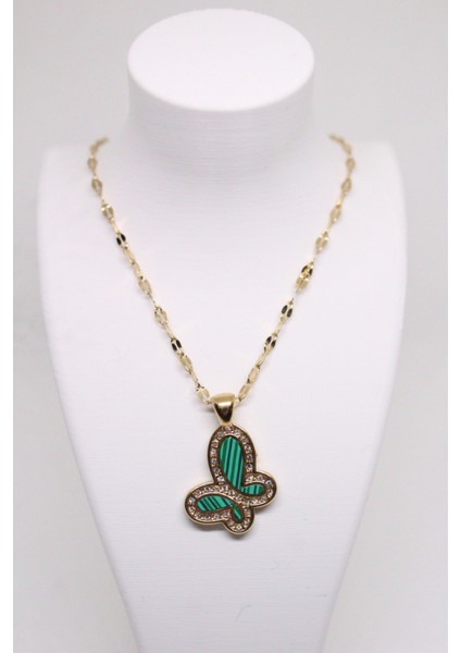 Zirkon Taşlı Yeşil Kanatlı Kelebek Kadın Kolye fiyatları