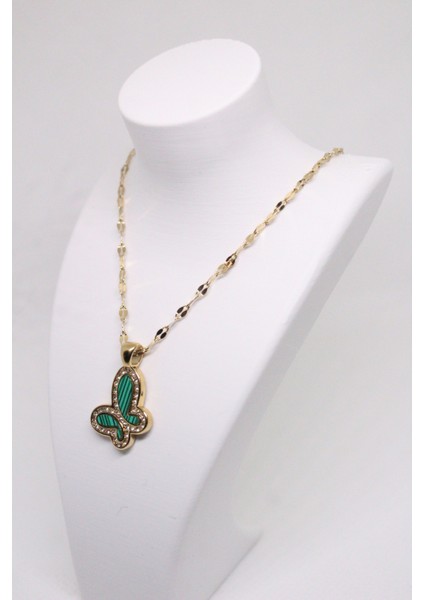 Zirkon Taşlı Yeşil Kanatlı Kelebek Kadın Kolye fırsatları