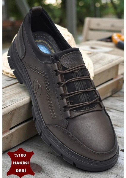 389R Tam Ortopedik Topuk Masajlı Taban Erkek Ayakkabı Hakiki Deri Mevsimlik Ayakkabı