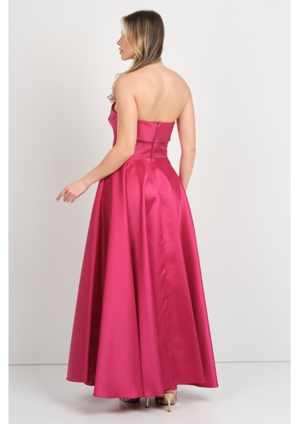 Kadın Straplez Uzun Abiye Elbise 6068 Vişne fırsatları