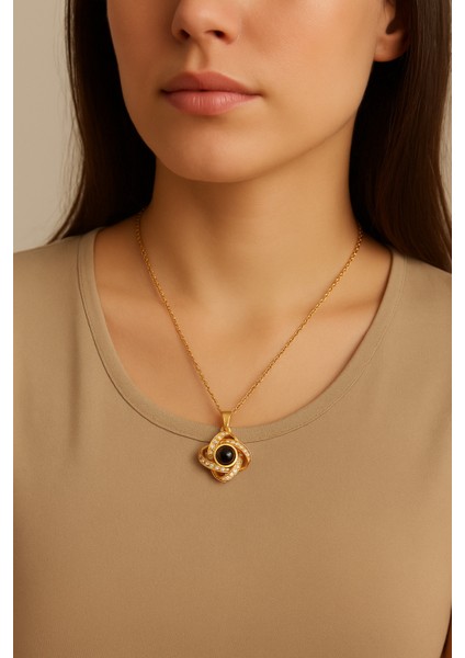 Gold Kaplama Ince Kolye – 100 Dilde Seni Seviyorum Sonsuzluk Modeli 316L Çelik