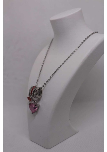 Çelik Paslanmaz Divit Detaylı Kalp Kadın Kolye modelleri