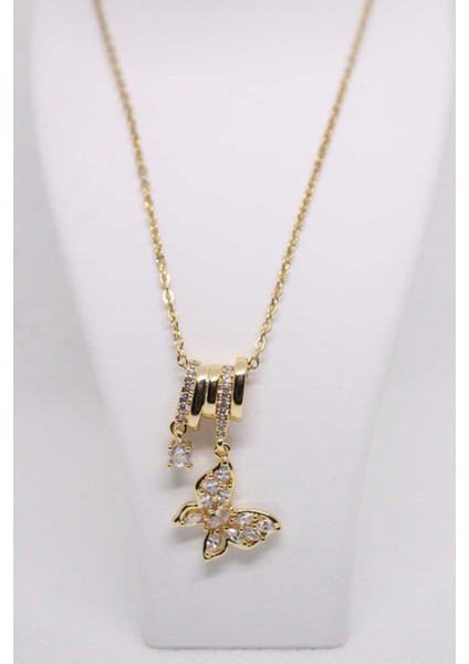 Çelik Paslanmaz Divit Detaylı Kelebek Kadın Kolye modelleri