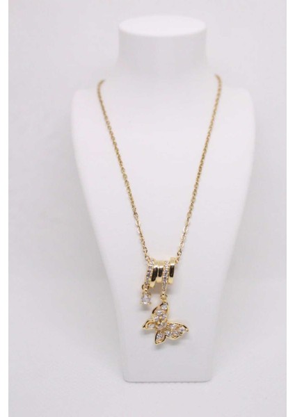 Çelik Paslanmaz Divit Detaylı Kelebek Kadın Kolye fırsatları