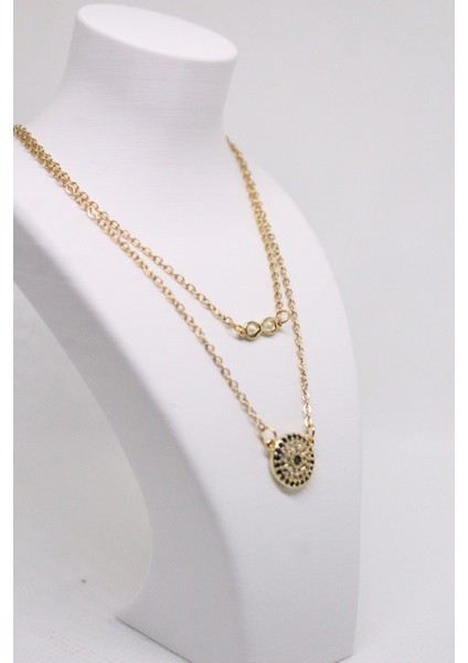 Zirkon Taşlı Sonsuzluk Nazar Kadın Kolyesi Çift modelleri