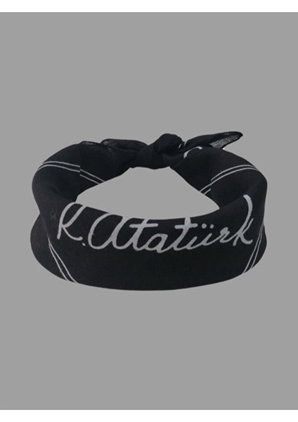Siyah Atatürk Imzalı Bandana