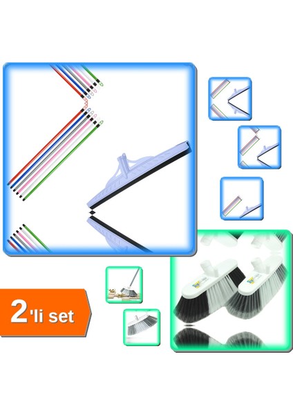 Saplı Çekçek + Battal Oto Fırçası Sapsız + 2li Set - Temizlikte Yeni Bir Deneyim! A3F5B1